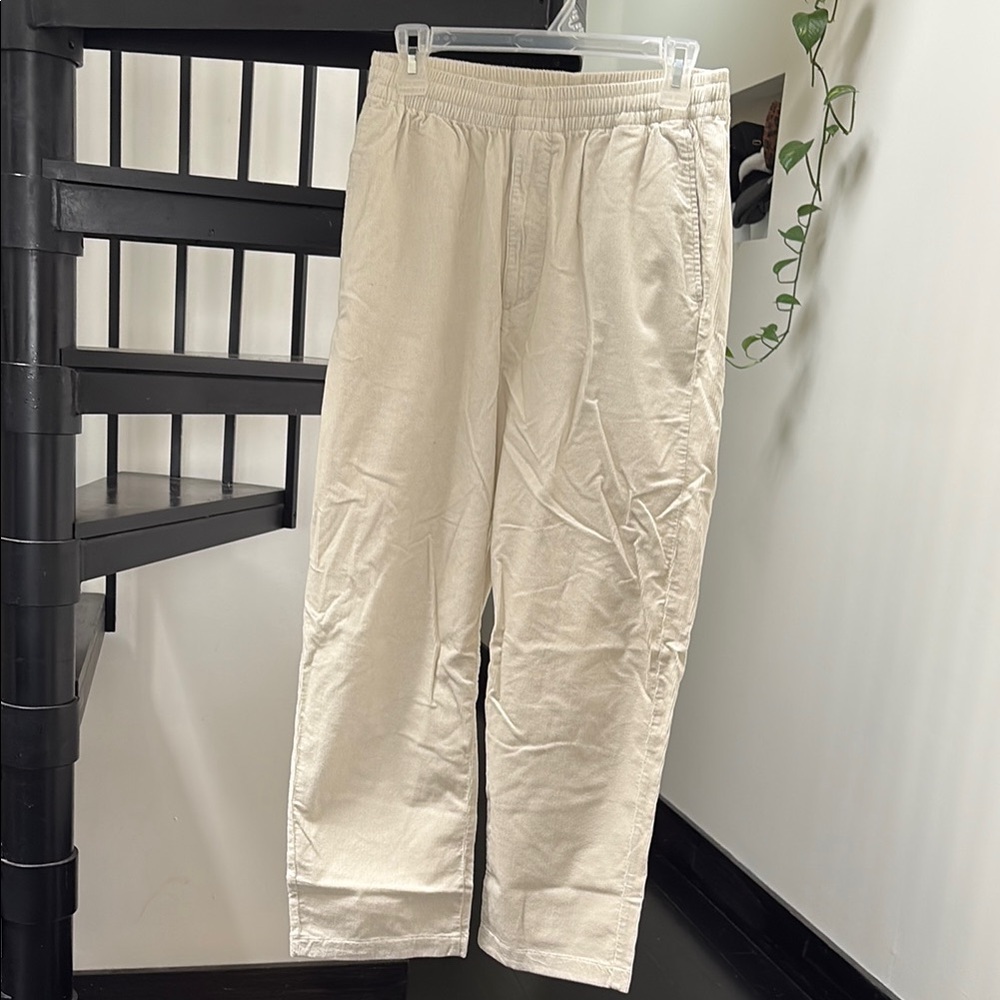 Uniqlo Cream Corduroy Pants Relaxed Fit